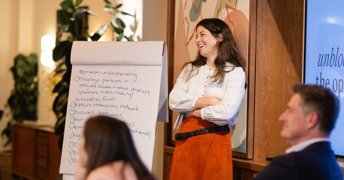 Fiona McRaith, Director of The Climate Pledge for Global Optimism, during the “Integrating nature in net-zero” session. 